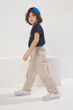 Bej %100 Pamuk Erkek Cocuk Cep Detayl? Lastikli Kordonlu Dokuma Pantolon TKDSS25PL00005 - Trendyolmilla фото 2