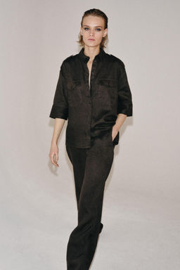 CAMISA LINO BOLSILLOS ZW COLLECTION / Vis?n - Zara фото 8