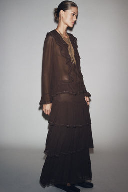 ZW COLLECTION BEADED RUFFLED SKIRT - Zara фото 5