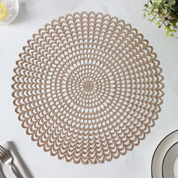 Набор салфеток сервировочных на стол Доляна Солнечная, d=38 см, 4 шт, цвет золотой  фото 11