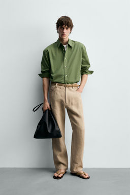 CAMISA RELAXED FIT POPEL?N / Verde manzana
