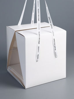 Коробка под бенто - торт с ленточками, белая, 21×21×25 см