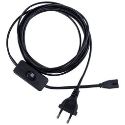 UCX-Q851 LT/300/B BLACK Провод для подключения светильника ULI-Q151 и ULI-Q951, к сети 220В. 300 см, 2 контакта, с кнопкой включения. Черный. ТМ Volpe