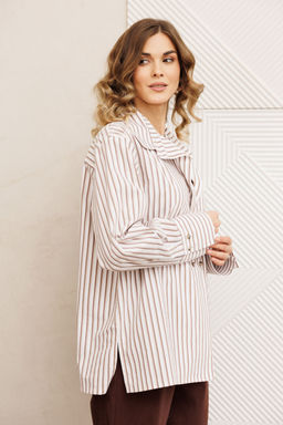 Костюм Gizart 5443 бело коричневый, шоколад джинс  фото 5