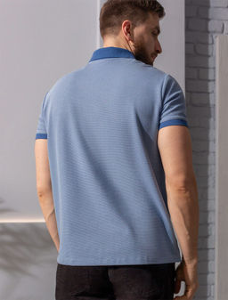 Поло Vilatte из хлопка темно-голубое  фото 7