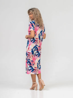 Платье женское, цвет синий белый розовый