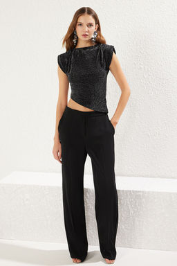 Trendyolmilla Siyah Simli Orme Bluz TPRSS25BZ00005  фото 4
