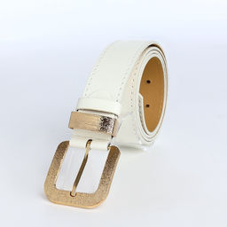 Ремень женский с винтом, 110×3 см, пряжка металл, золотистая, белый