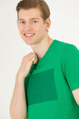 Мужская зеленая футболка с круглым вырезом - U.s. polo assn фото 13