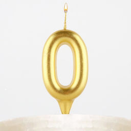 Свеча для торта, цифра «0», золото, 3×6 см