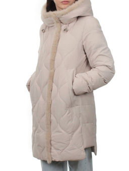 310 BEIGE Пальто зимнее стеганое женское (200 гр. холлофайбер, натуральная норка) - Fashion фото 5