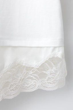 CAMISETA COMBINADA ENCAJE / Blanco - Zara фото 4