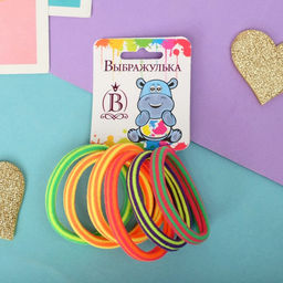 Цена за 12 шт. Резинки для волос «Радуга», набор 6 шт., полосы