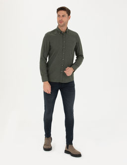 Haki Slim Fit Uzun Kollu G_mlek
