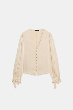 FITTED CREASED-EFFECT BLOUSE - Zara фото 6