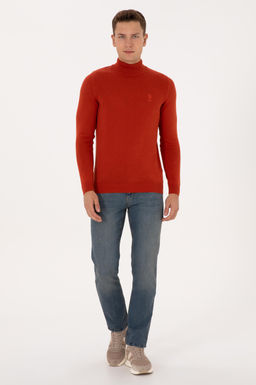 Erkek Slim Fit Yar_m Bal_k__ Yaka Kiremit Basic Kazak - U.s. polo assn фото 4