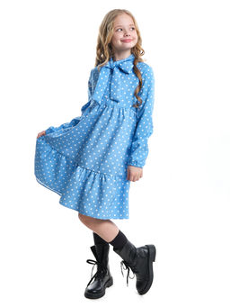 Платье подростковое в горох UD 7014 св.голубой горох - Mini maxi фото 10