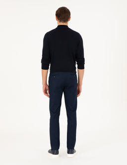 Lacivert Slim Fit Kanvas Pantolon