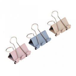 Зажим для бумаги 32мм металл, цвет - цветные, набор 24 штук, в пластиковой банке д9,8см h6,2см (Китай)