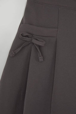 Antrasit 100% Pamuk Fiyonklu Dokuma K?z Cocuk Okul Sort Etek TKDAW26ET00000 - Trendyolmilla фото 3