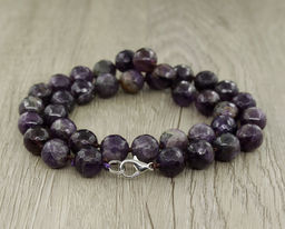 Аметист, круглые граненые бусины 12мм, бусы длиной 50см