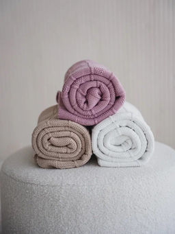 Плед вязаный хлопковый "Молоко" 0+