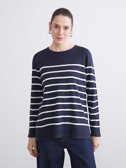 Bisiklet Yaka ?izgili Kad?n Triko Kazak