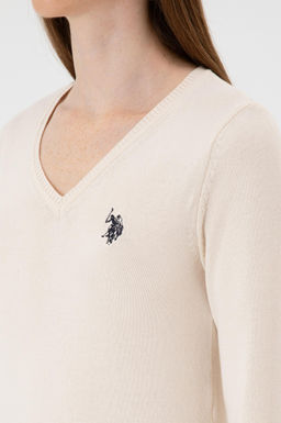 Kad_n Krem Melanj V Yaka Basic Kazak Sepette S_rpriz _ndirim - U.s. polo assn фото 7
