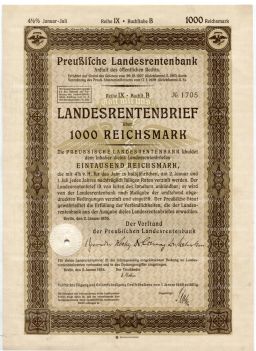 Облигация 4,5% 1000 рейхсмарок 1935 года Германия