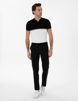Siyah Slim Fit Beli Ba_c_kl_ Esnek Klasik Pantolon