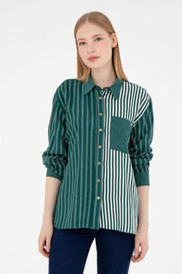 Женская темно-зеленая рубашка с длинным рукавом Неожиданная скидка в корзине