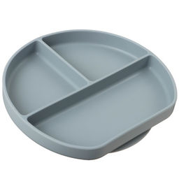 Тарелка детская 3 секции на присоске, M&B, 20.5×19×3, силикон, серый