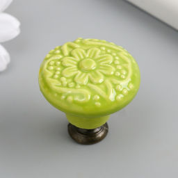 Ручка для шкатулки керамика, металл «Цветок», фисташка, 3.4×3.4×3.4 см
