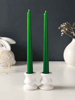 Набор свечей античных, 2.3×24.5 см, 5 ч, 55 г, 2 шт., тёмно-зелёный