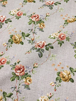 Рогожка Плетистая роза на св.сером меланже, ш.1.5м, хлопок-100%, 165гр/м.кв