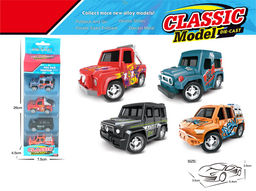 Модели металл. - набор 4шт. "Внедорожники" 5,4*3,5см (879-008A) усиленный инерц. механизм, в коробке 26*4,5*7,5см