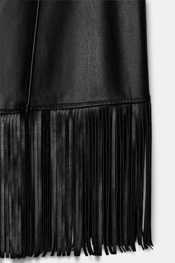 FAUX LEATHER FRINGED MIDI SKIRT - Zara фото 11