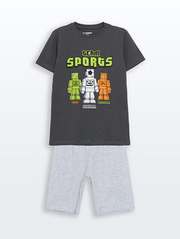 Bisiklet Yaka Erkek ?ocuk ?ortlu Pijama Tak?m?