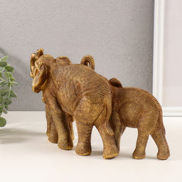 Фигурка 3D полистоун «Семья слонов», т. золото, 32.5×10×17.5 см