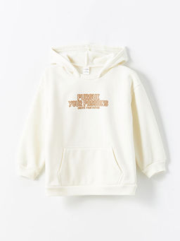 Kap??onlu Bask?l? Erkek Bebek Sweatshirt