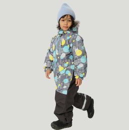 Зимний комбинезон для детей с лямками, MATTY 2210 Серый-жёлтый - Caimano фото 4