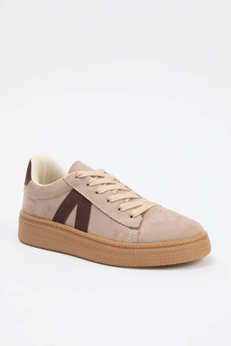 Koyu Bej Renk Bloklu Retro Kad?n Sneaker TAKSS26SN00006