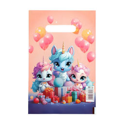 Цена за 50 шт. Пакет подарочный «Единорожки», полиэтиленовый с вырубной ручкой, 20×30 см 30 мкм