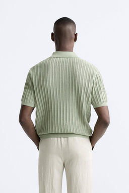 COTTON - LINEN KNIT POLO SHIRT - Zara фото 3