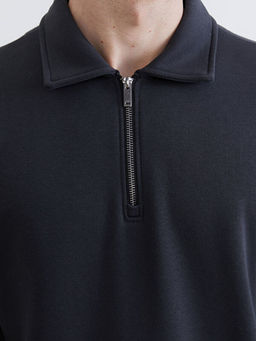 Polo Yaka Erkek Kal?n Sweatshirt