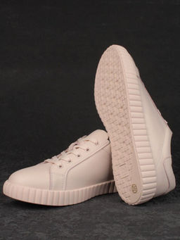 05-PDA175-3 BEIGE/PINK Кроссовки женские (натуральная кожа)