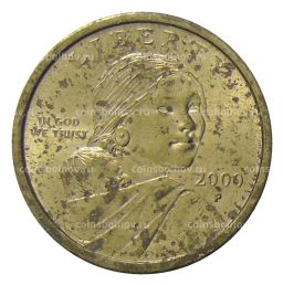 1 доллар 2000 года P США Сакагавея Парящий Орел