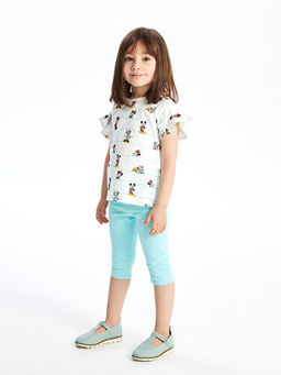 Bisiklet Yaka Minnie Mouse Bask?l? K?z Bebek Bluz ve Tayt 2li Tak?m - Waikiki фото 2