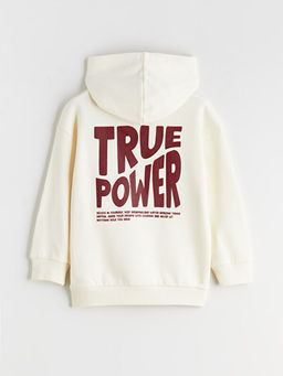 Kap??onlu Bask?l? Erkek ?ocuk Sweatshirt