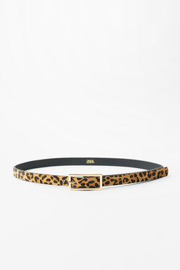 ANIMAL PRINT SLIM LEATHER BELT